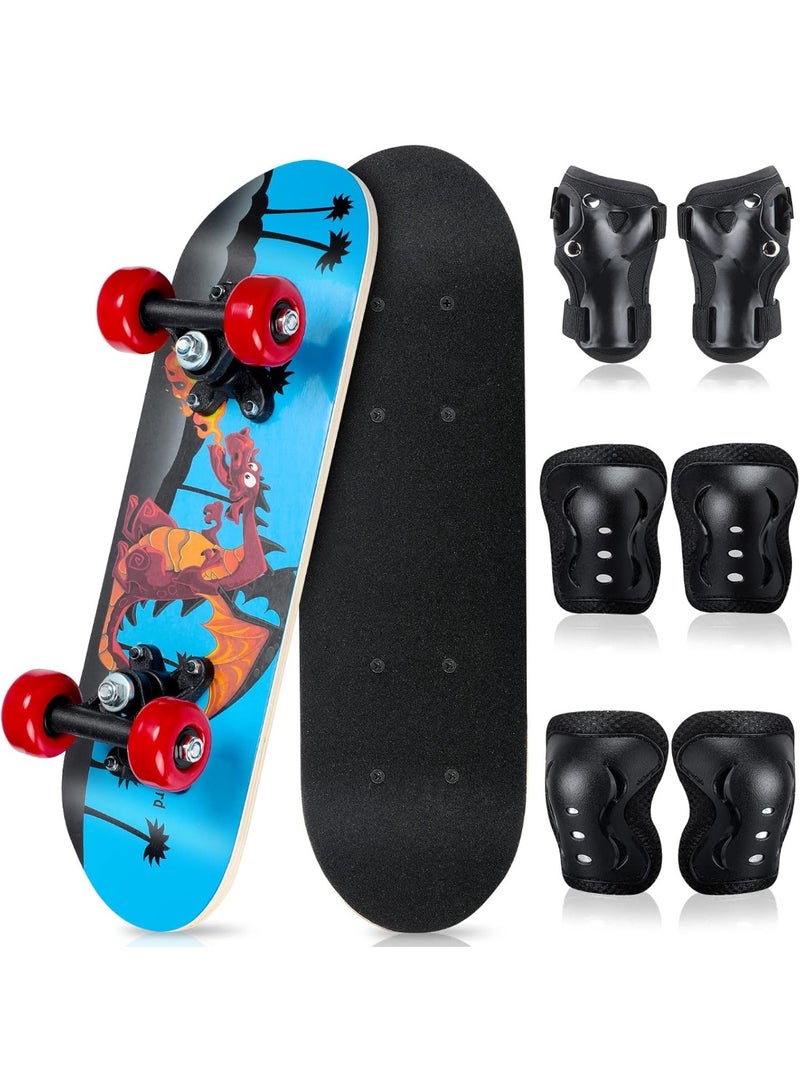 Bukela 7 Pcs Skateboard for Toddlers Beginners Knee Elbow Pads Wrist Guards Gear Set - Image 1